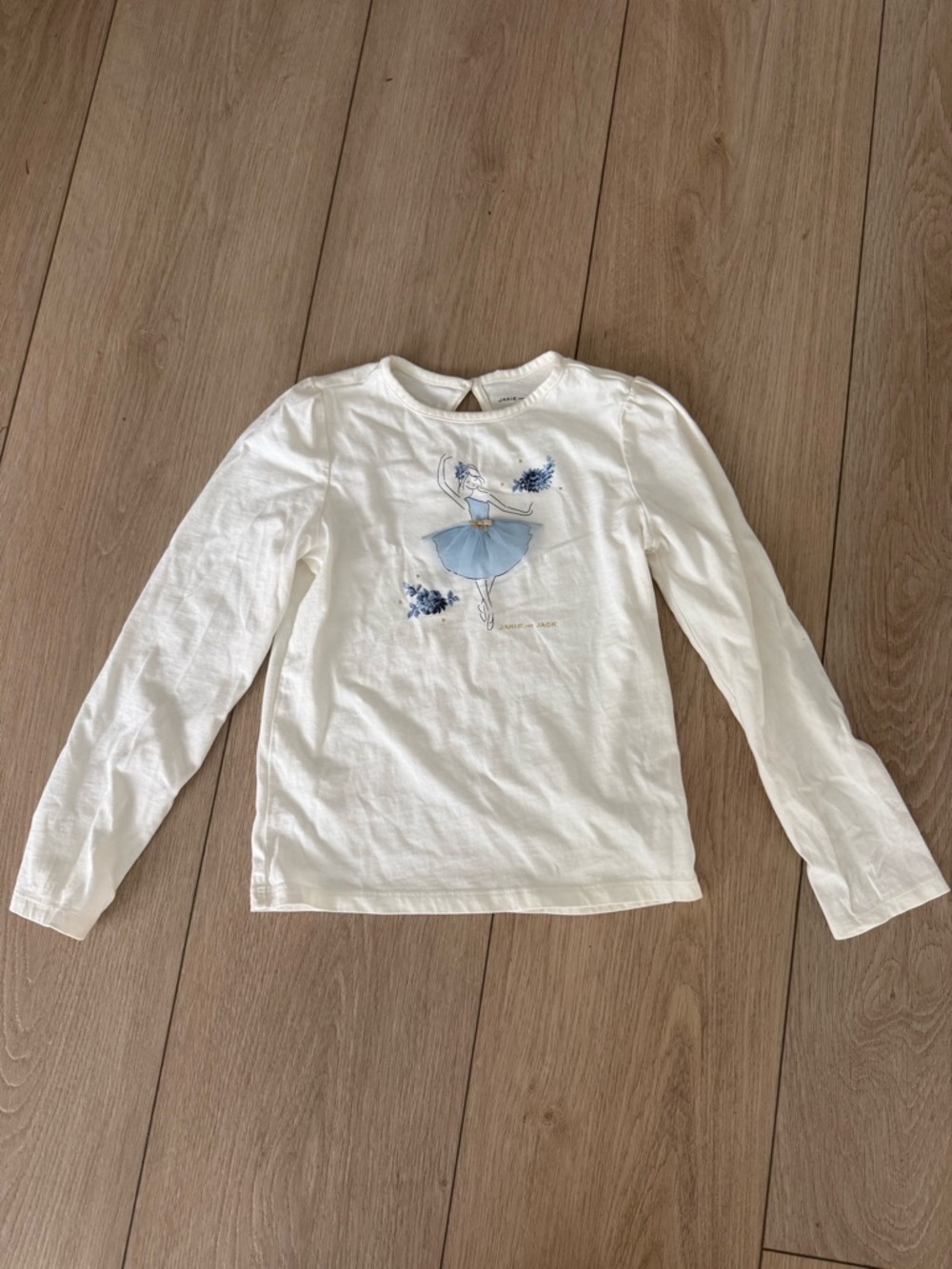 Janie and Jack White Long-Sleeve Tee with Blue Ballerina